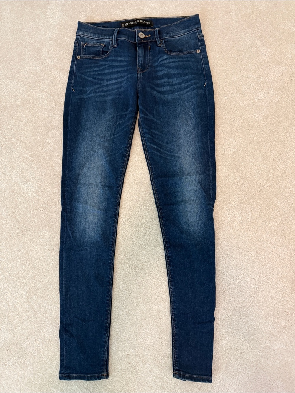 Express Women’s Jegging Skinny Jeans in Dark Wash Blue